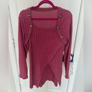 Women's Ribbed Button-Detail Sweater - Pink